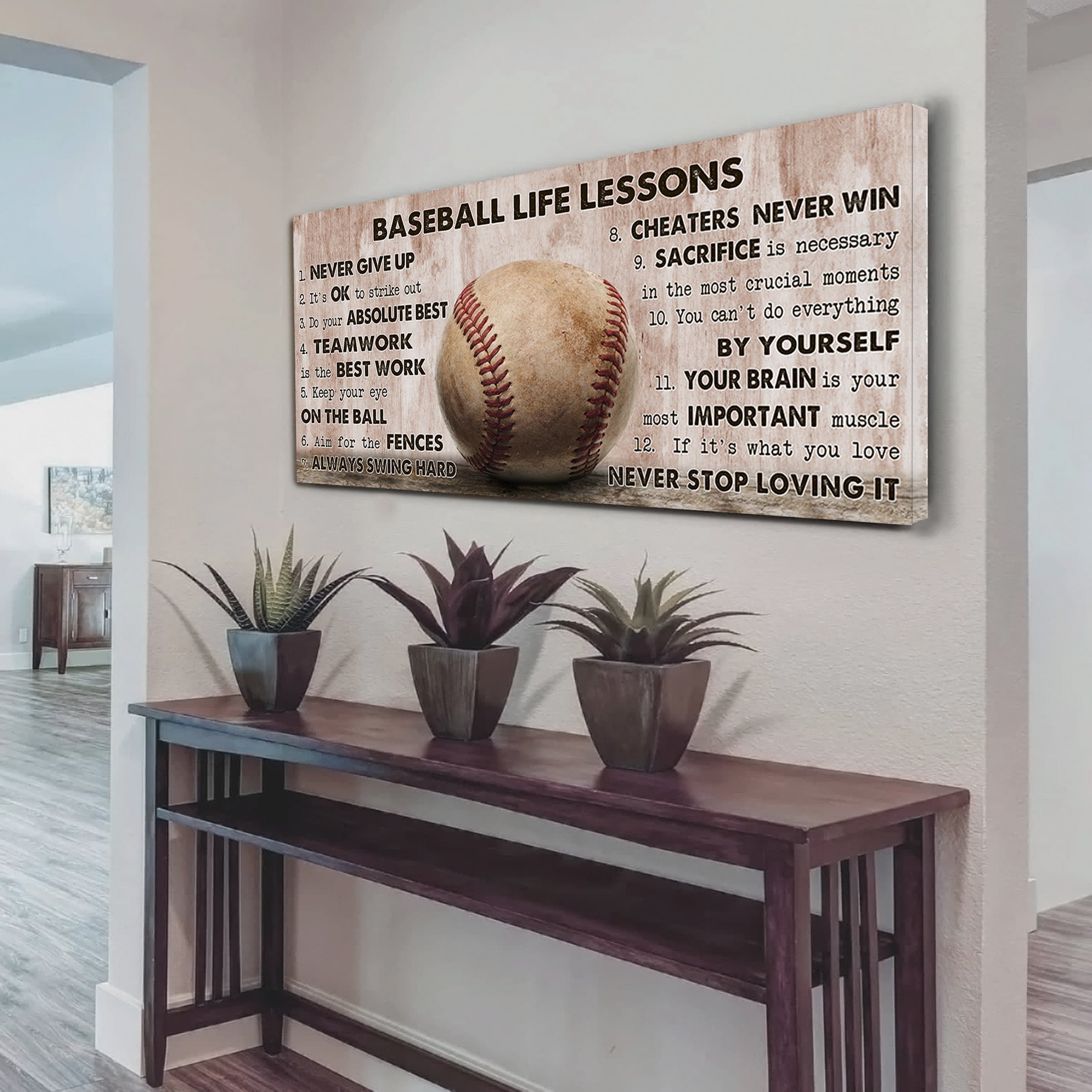 Sport Life Lesson Canvas Poster Wall Art Black Floating Frame