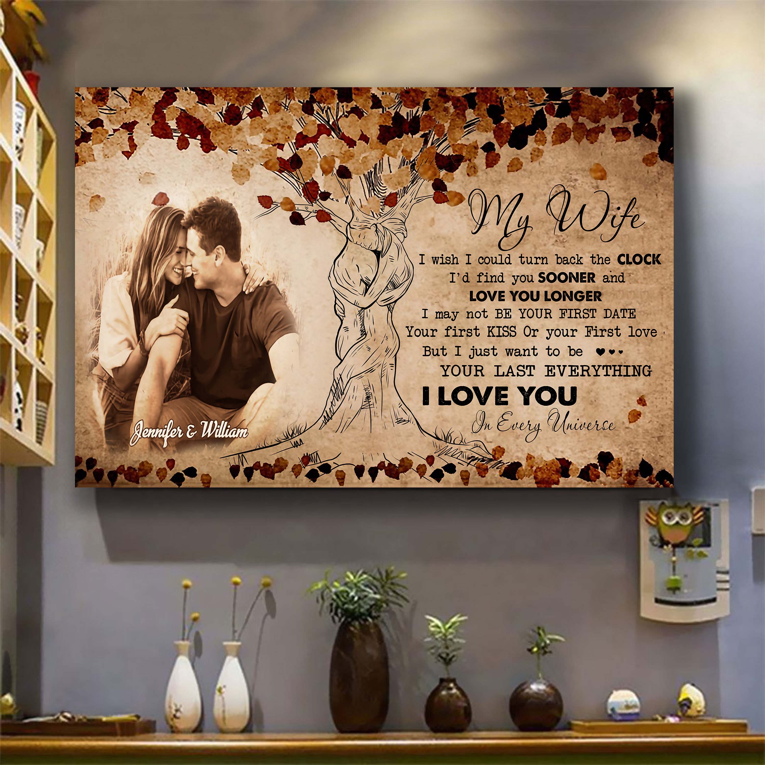 Valentines gifts-Poster canvas-Custom Image- Husband to Wife- I wish I could turn back the clock