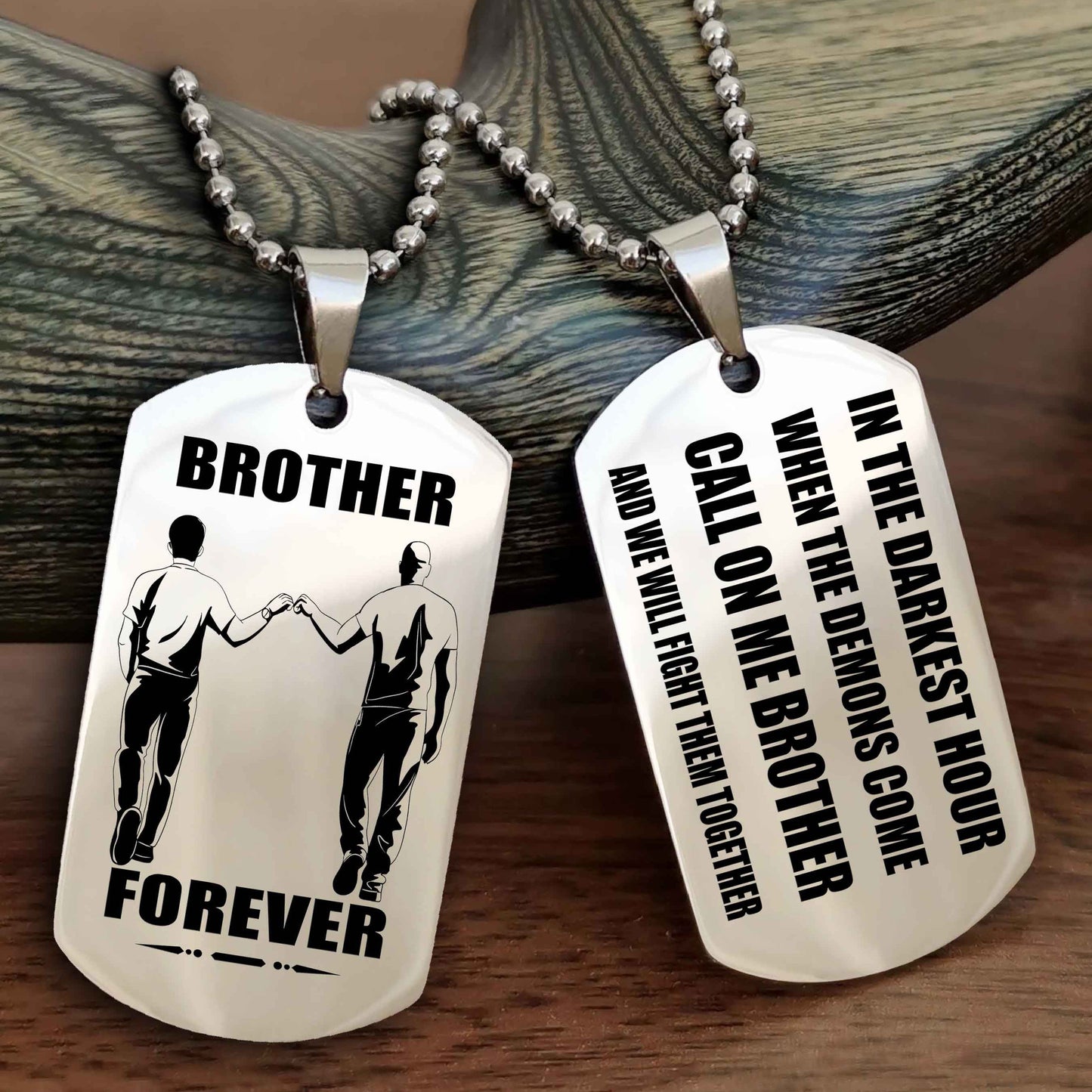 Viking Engraved Double Sided Dog Tag Call On Me Brother NAG Brothers Forever We Will Fight Them Together