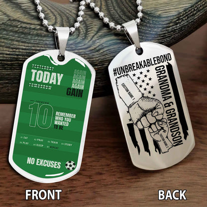 Personalized Double Side Graphic Dog Tag Grandma And Grandson Remember Who You Wanted To Be