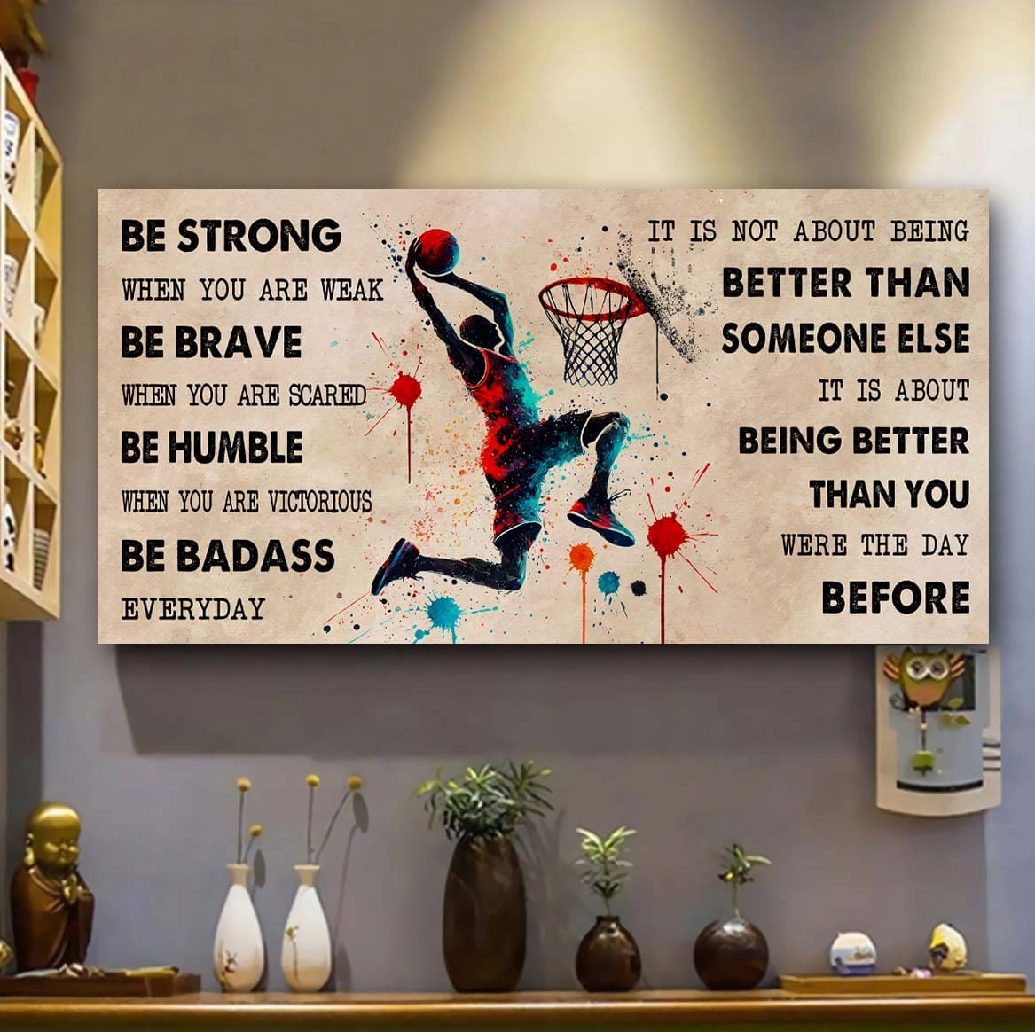 Water Color Soccer Poster Canvas It Is Not About Being Better Than Someone Else - Be Strong When You Are Weak Be Badass Everyday