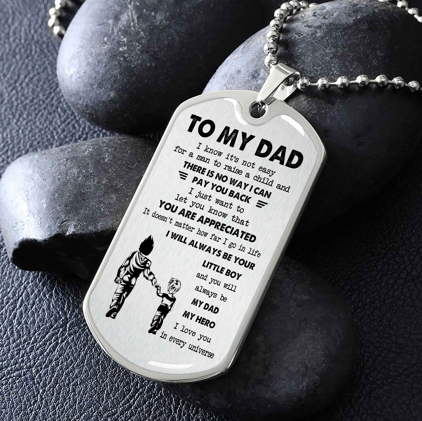 Dragon B VGT-Father and Son- Millitary Chain 18K Gold Plated To My Dad I Know It's Not Easy - I Will Always Be Your Little Boy Gift From Son To Dad Father's Day Gift