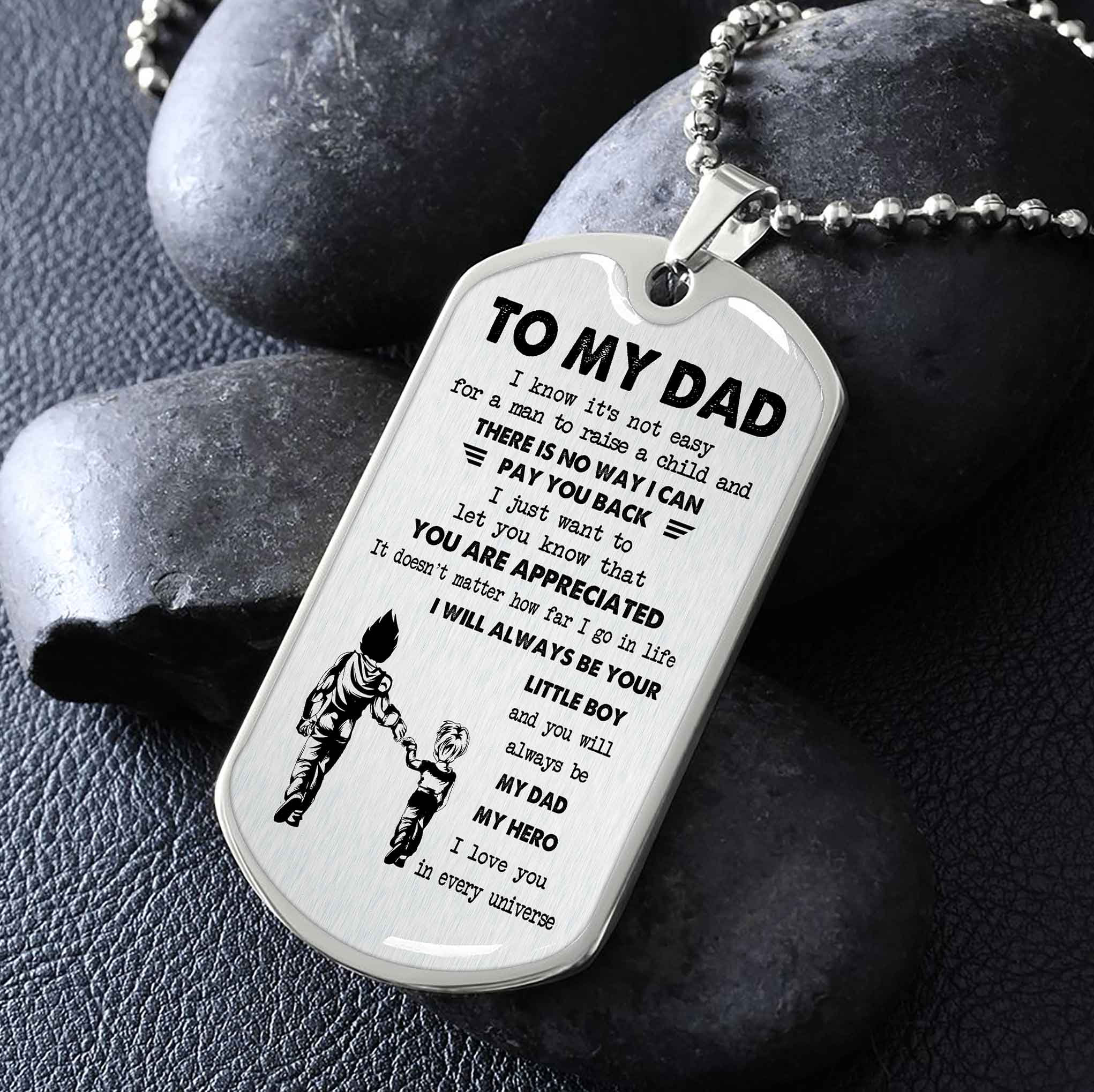 Dragon B VGT-Father and Son- Millitary Chain 18K Gold Plated To My Dad I Know It's Not Easy - I love you in every universe- Gift From Son To Dad Father's Day Gift