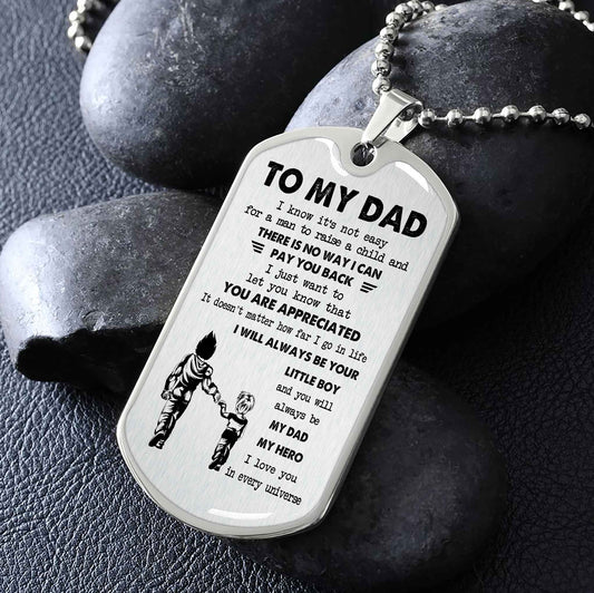 Dragon B VGT-Father and Son- Millitary Chain 18K Gold Plated To My Dad I Know It's Not Easy - I love you in every universe- Gift From Son To Dad Father's Day Gift