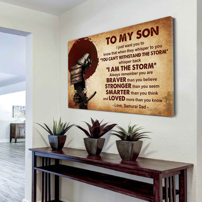 New Version Warrior Poster Canvas Whisper Back I'm The Storm From Dad To Son Gift For Your Son