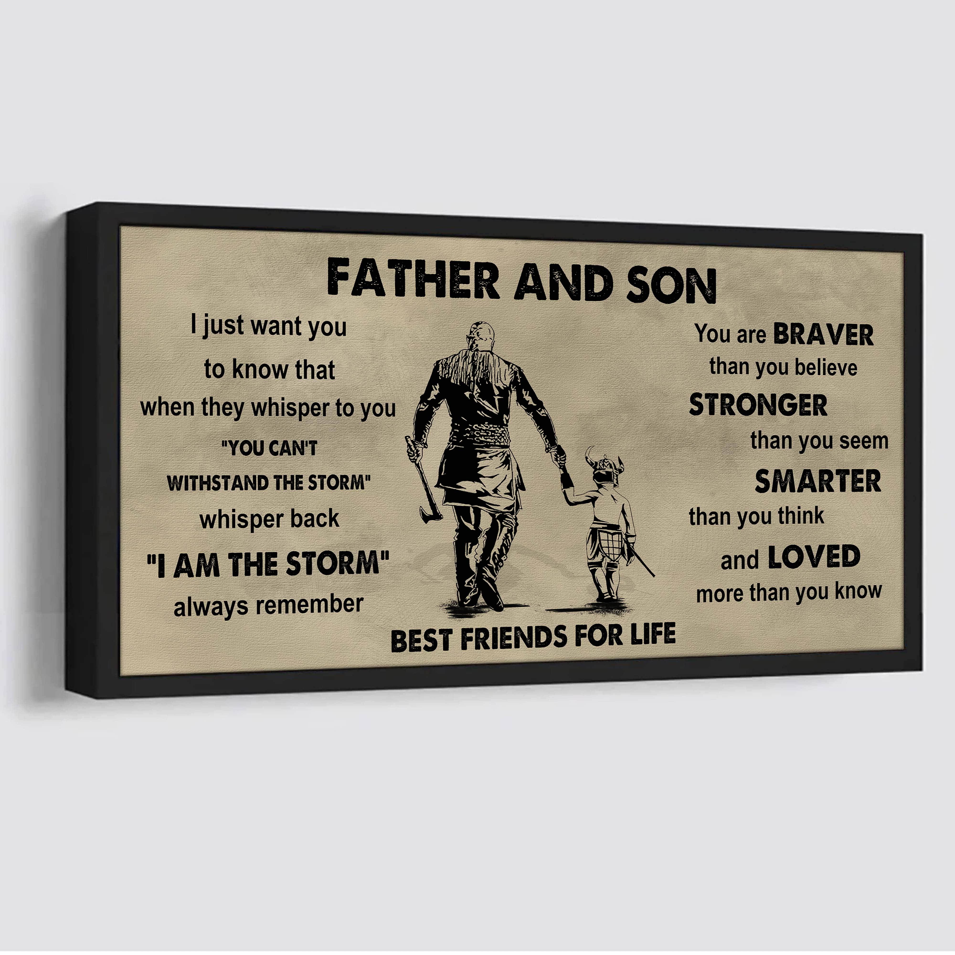 Ver 2 FAMILY-PHOTO UPLOAD VGT Father And Son Best Friends For Life - I Am The Storm Poster Canvas Gift For Son From Father