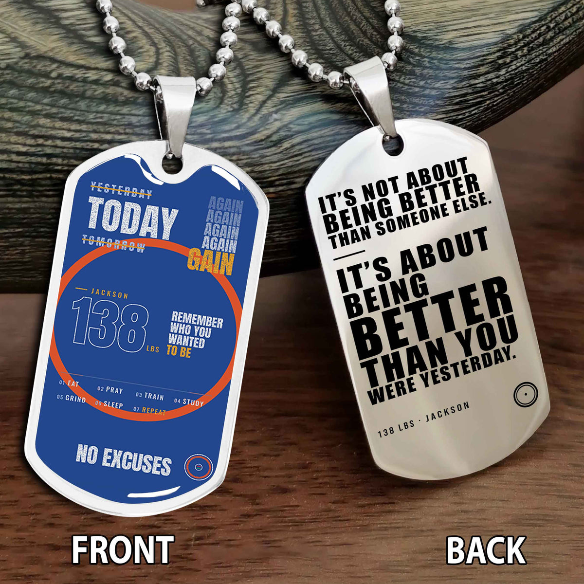 Personalized Double Side Graphic Dog Tag Sport - It's About Being Better Than You Were Yesterday