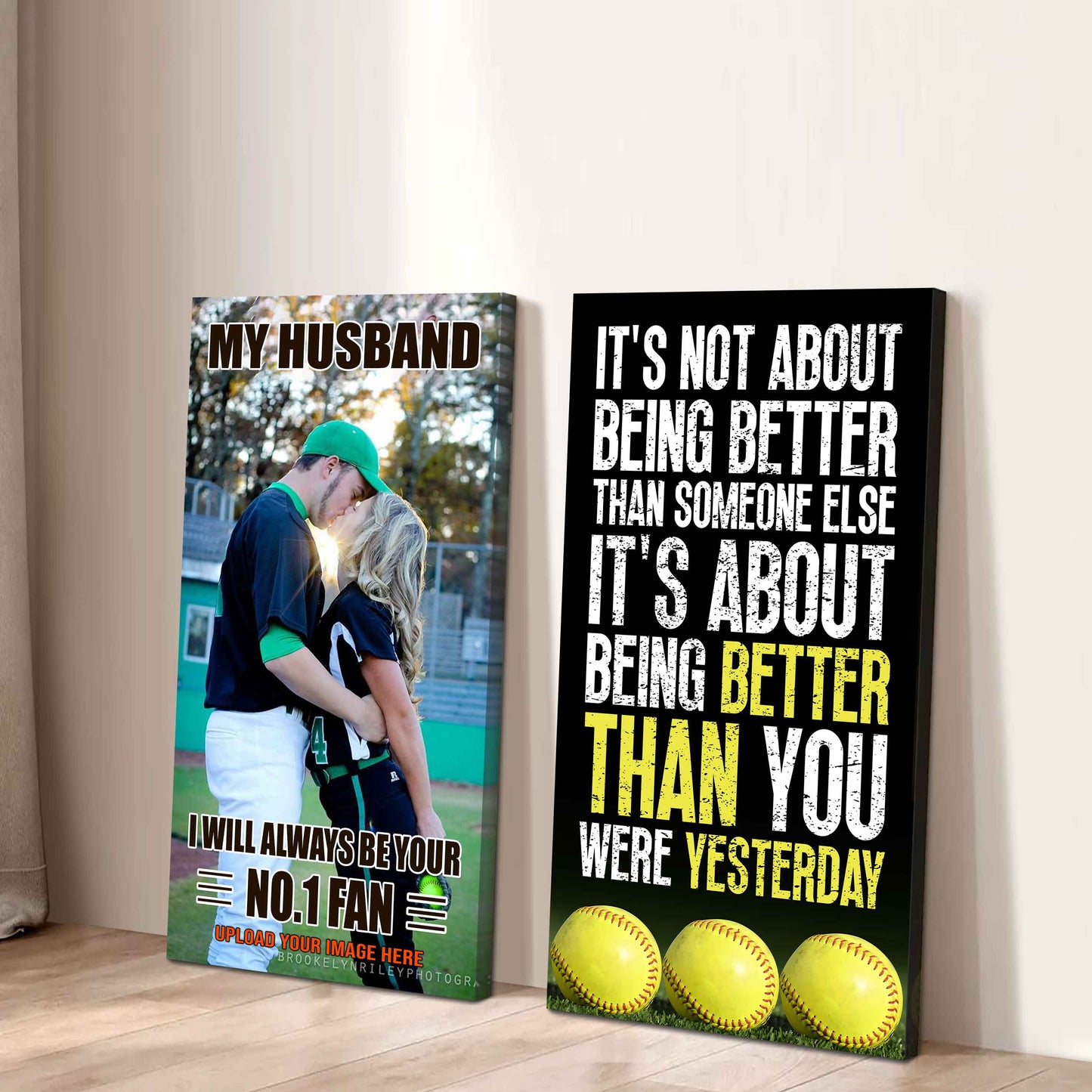 To My Husband Canvas I Am Your No 1 Fan - 2 Piece Canvas Wall Art - It's About Being Better Than You Were Yesterday
