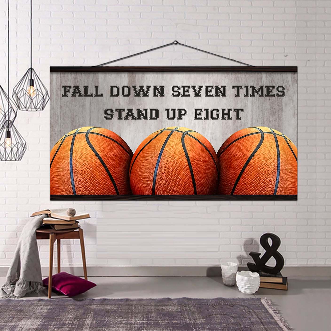 Basketball poster canvas fall down seven times stand up eight