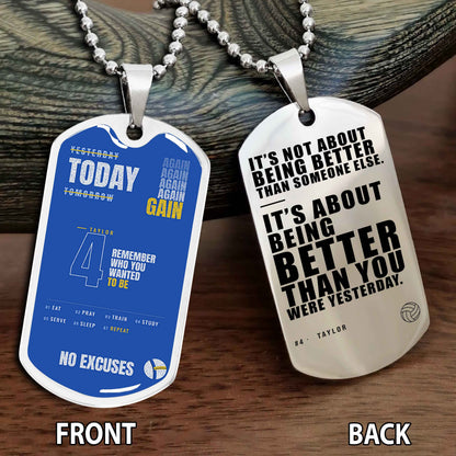 Personalized Double Side Graphic Dog Tag Sport - It's About Being Better Than You Were Yesterday