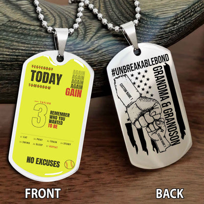 Personalized Double Side Graphic Dog Tag Grandma And Grandson Remember Who You Wanted To Be