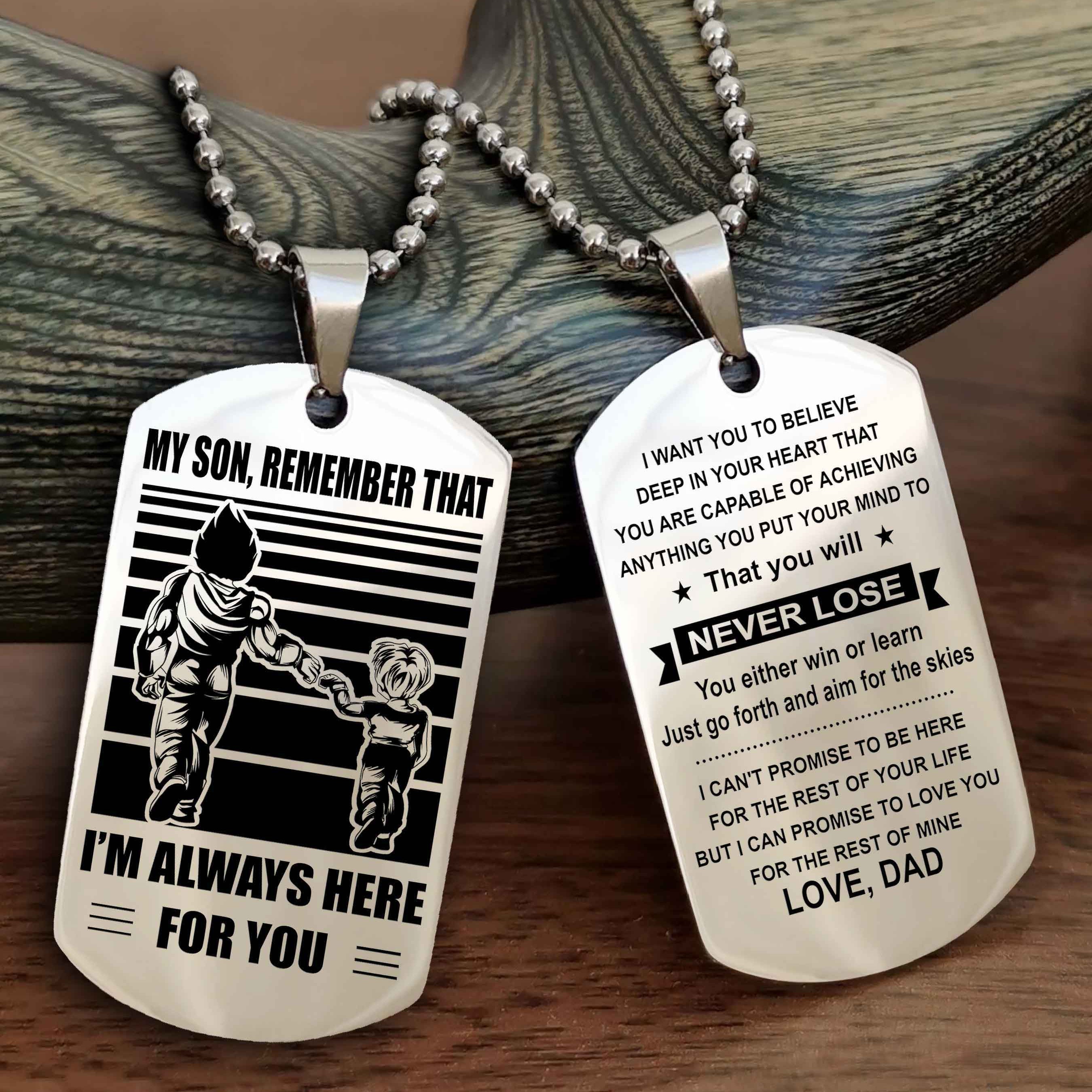 DRB Personalized Double Sided Dog Tag My Son Remember That I Will Always Here You Will Never Lose You Either Win Or Learn