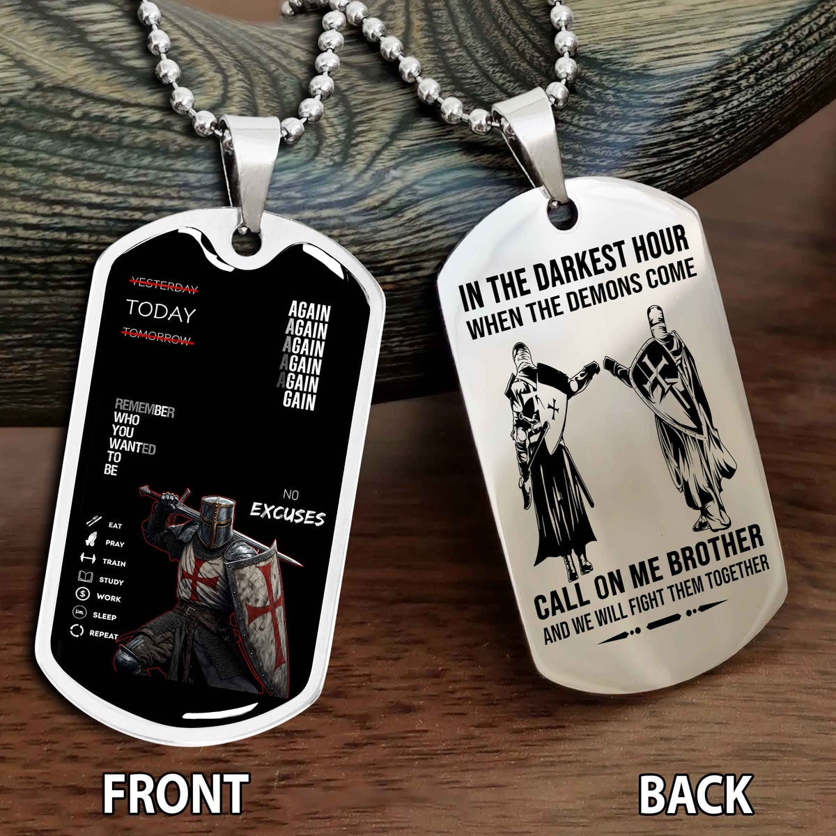 Personalized Double Side Graphic Dog Tag Call On Me Brother And We Will Fight Them Together