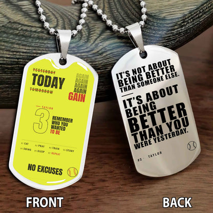 Personalized Double Side Graphic Dog Tag Sport - It's About Being Better Than You Were Yesterday