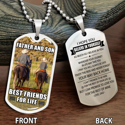 Personalized Double Side Graphic Dog Tag Gift For Your Son With Motivation Message Best Gift From Father To Son