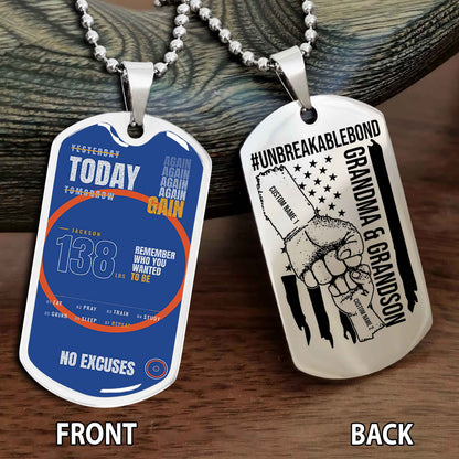 Personalized Double Side Graphic Dog Tag Grandma And Grandson Remember Who You Wanted To Be
