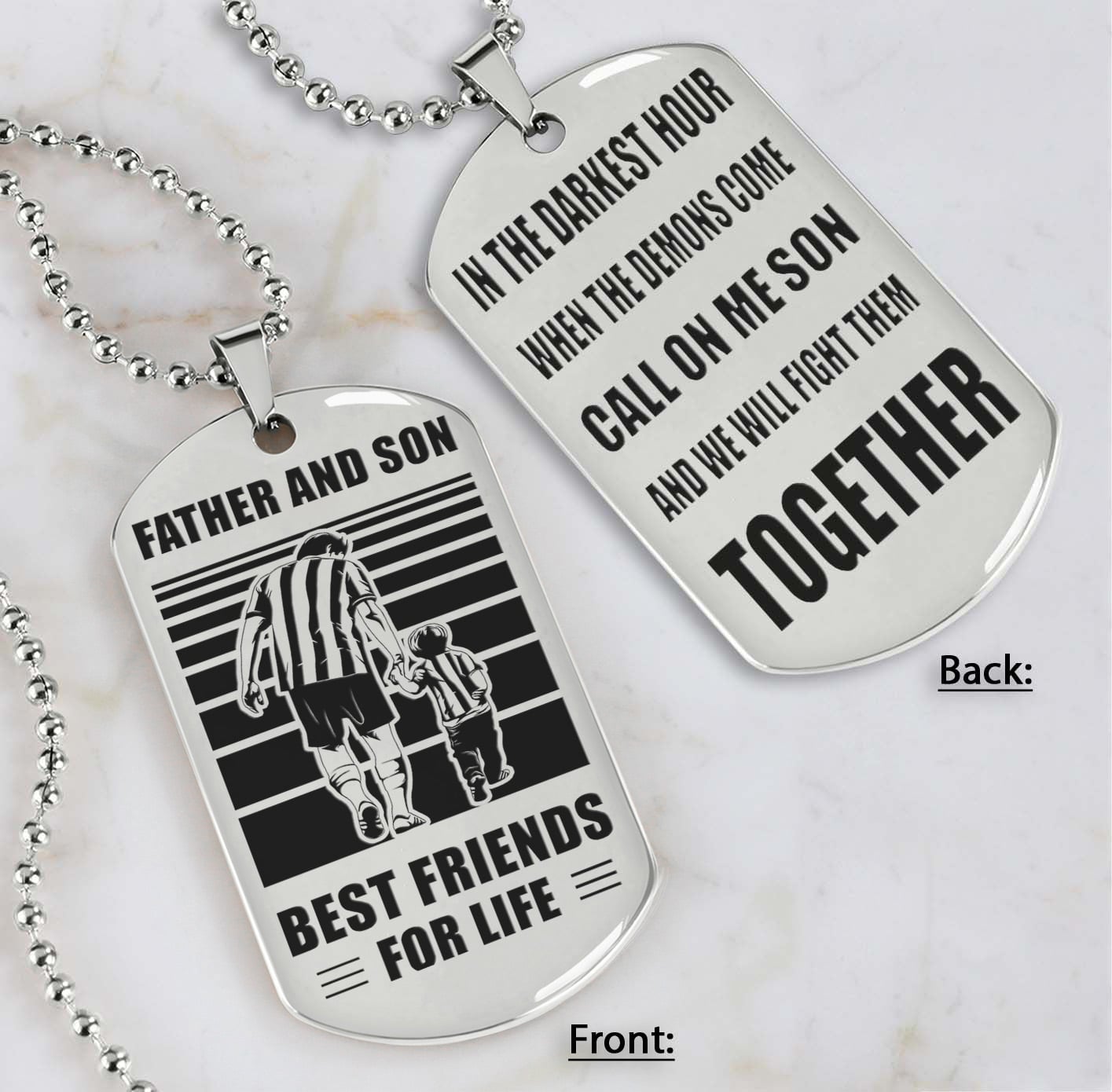 Personalized Double Sided Dog Tag Call On Me Son And We Will Fight Them Together Gifts For Your Son From Dad