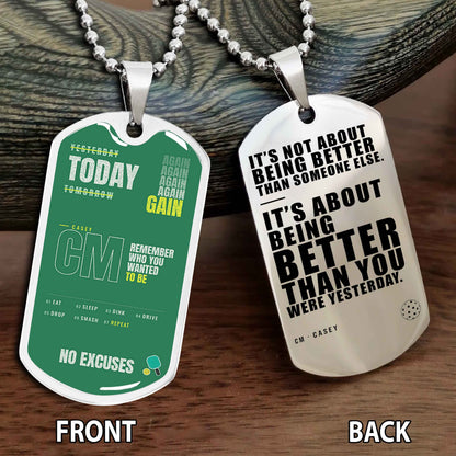 Personalized Double Side Graphic Dog Tag Sport - It's About Being Better Than You Were Yesterday