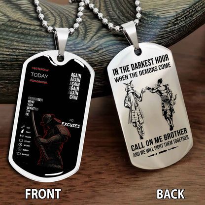 Personalized Double Side Graphic Dog Tag Call On Me Brother And We Will Fight Them Together