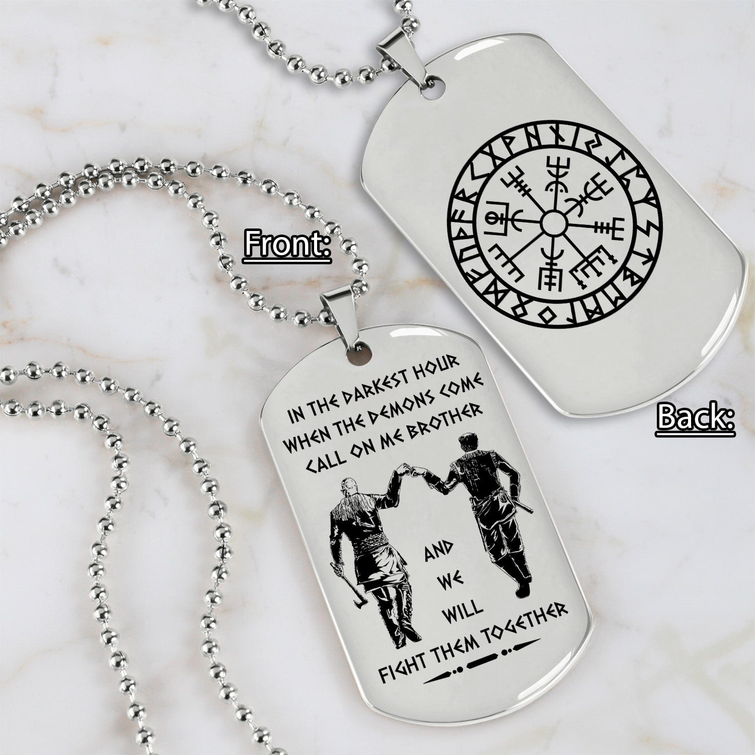 Customizable engraved black dog tag double sided gift from brother, brother forever