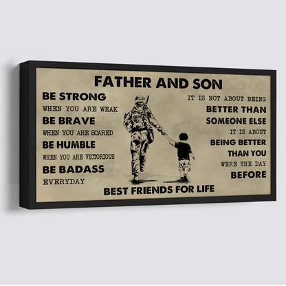 Samurai Father And Son Best Friends For Life - Be Strong When You Are Weak Poster Canvas Gift For Son From Father