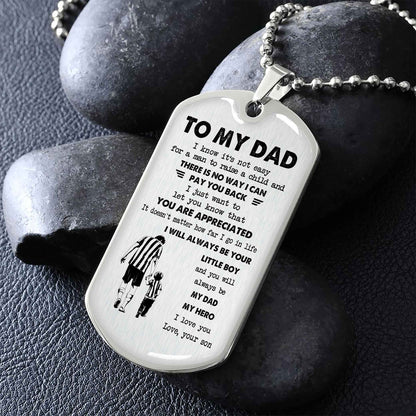 Dragon B VGT-Father and Son- Millitary Chain 18K Gold Plated To My Dad I Know It's Not Easy - I Will Always Be Your Little Boy Gift From Son To Dad Father's Day Gift