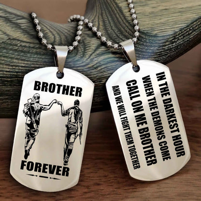 Viking Engraved Double Sided Dog Tag Call On Me Brother NAG Brothers Forever We Will Fight Them Together