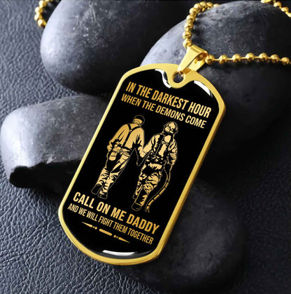 DRB PC Military Chain Silver Plated 18K Gold Plated Call On Me Daddy Gift For Your Dad