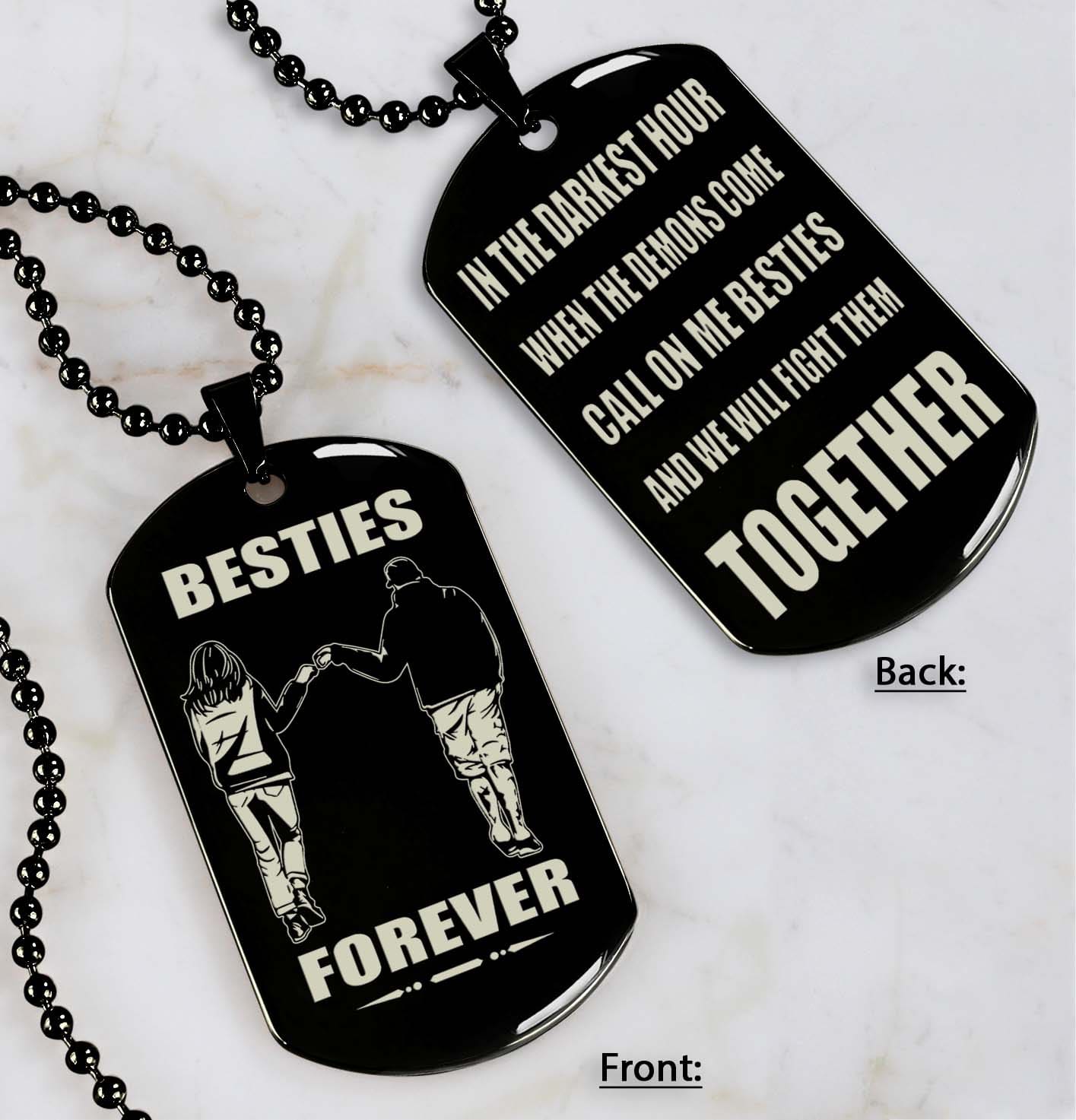 Biker customizable engraved black dog tag double sided gift from brother, brother forever