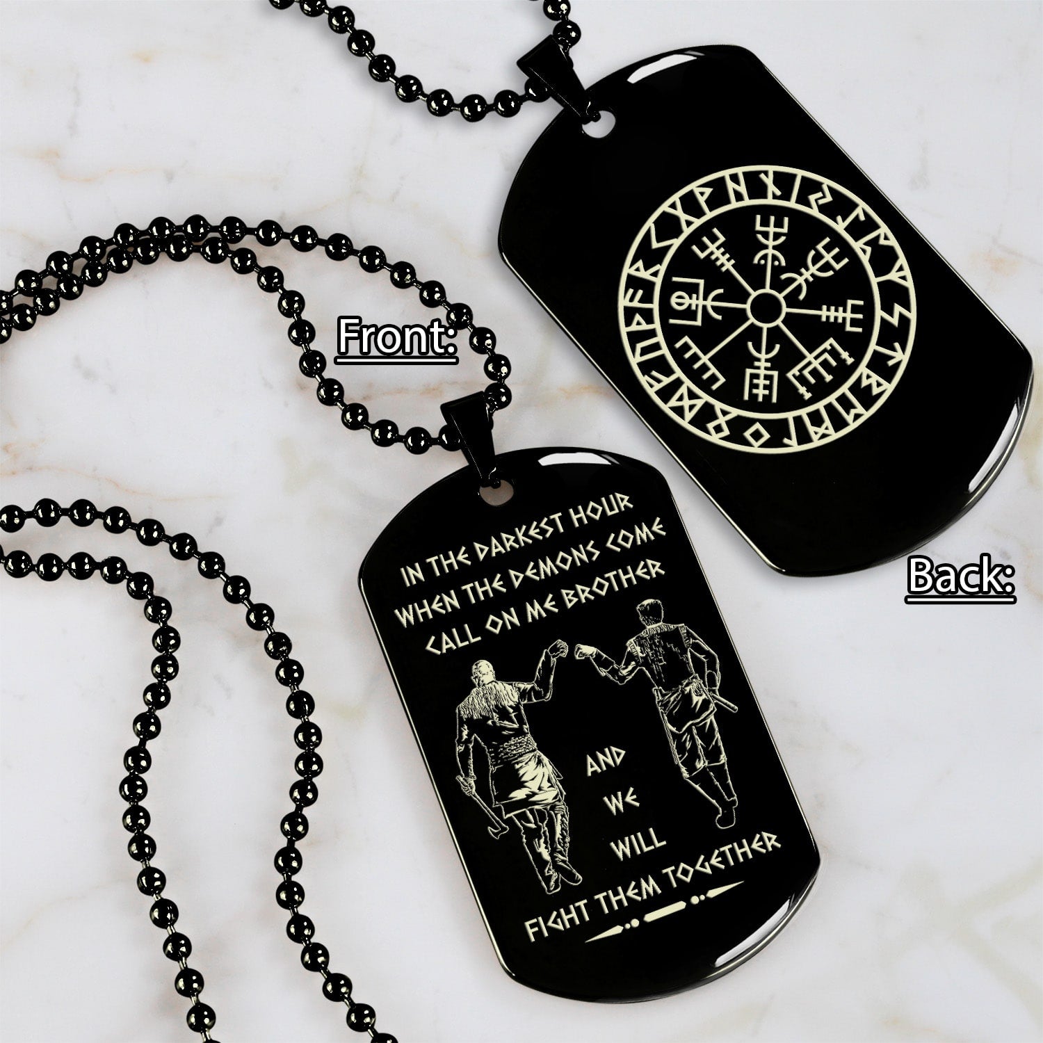 Biker Customizable engraved black dog tag double sided gift from brother, brother forever