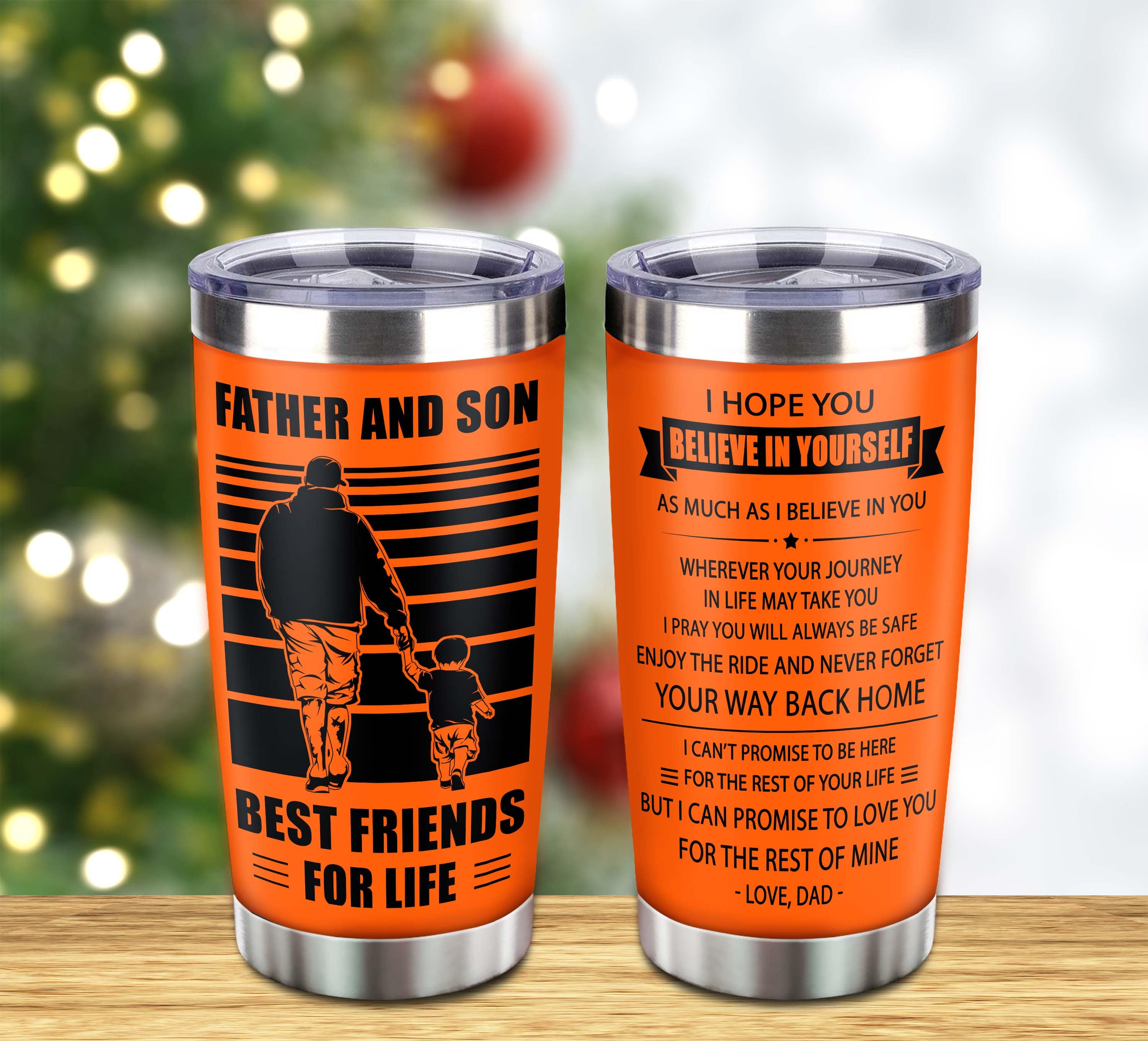 Customizable Soccer Tumbler, Gifts From Dad To Son Father And Son Best Friend For Life With Inspriration Message