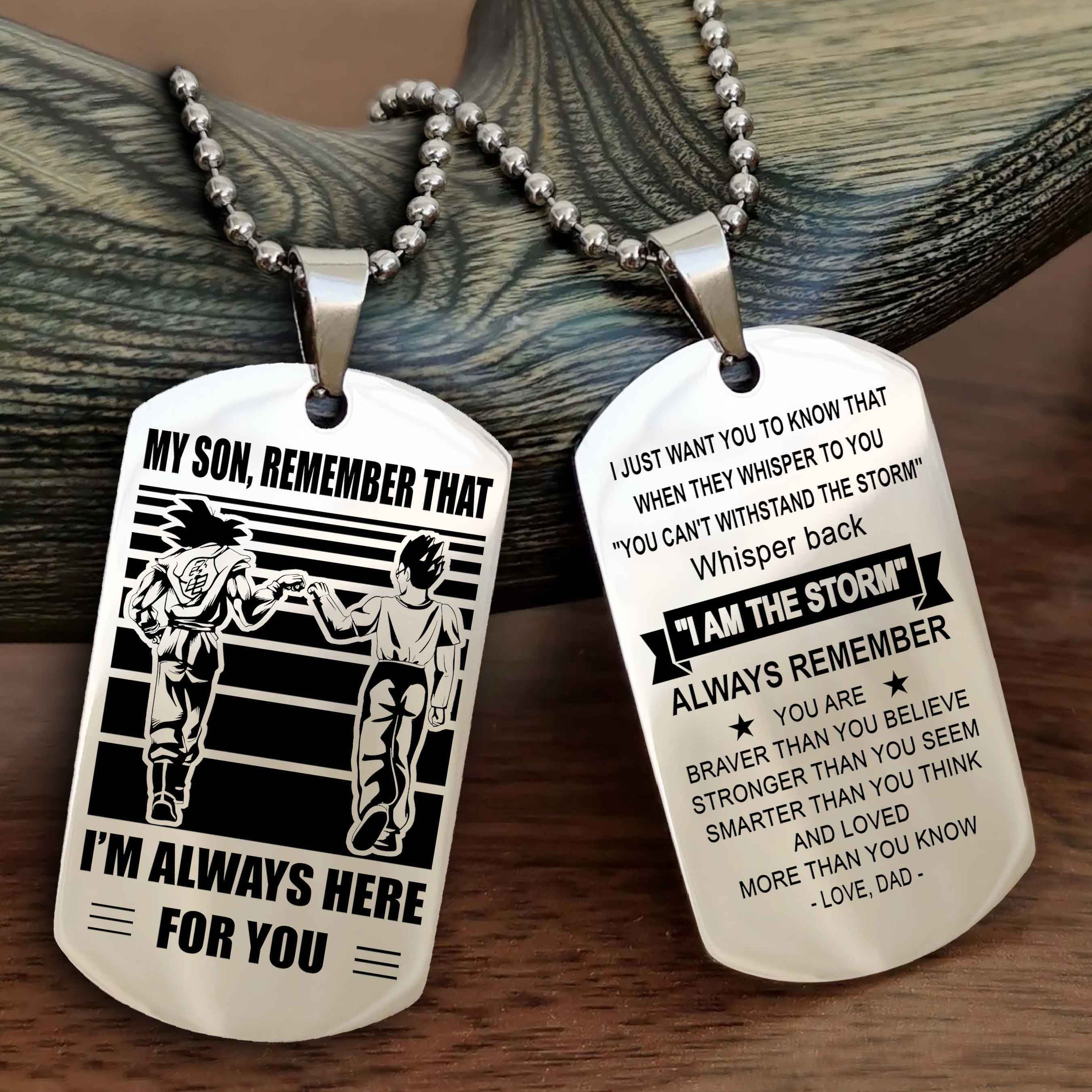Biker Personalized Double Sided Dog Tag My Son Remember That I Will Always Here Whisper Back I Am The Storm