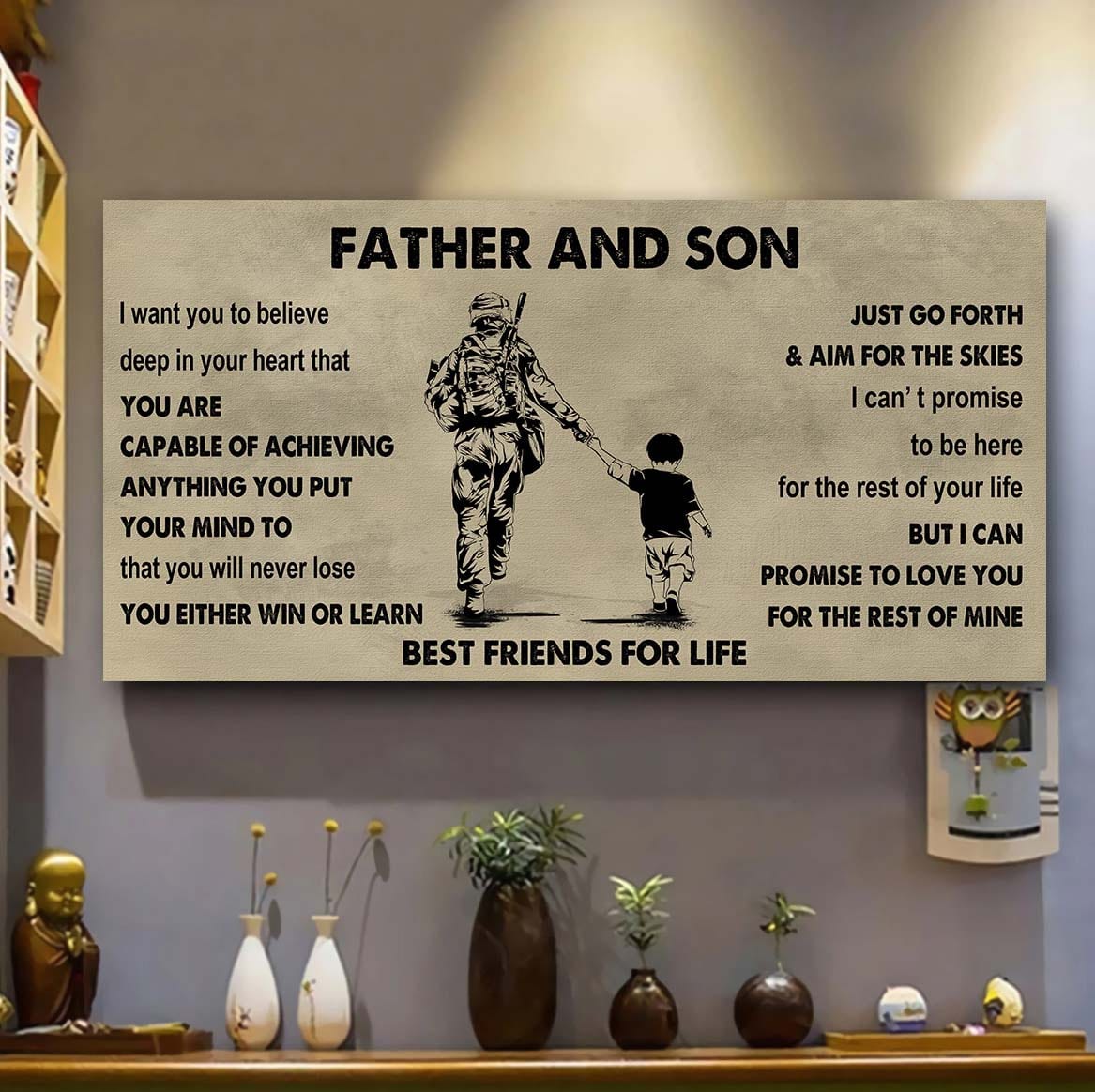 Photo Upload Father And Son Best Friends For Life - Ver 2 You Will Never Lose Poster Canvas Gift For Son From Father