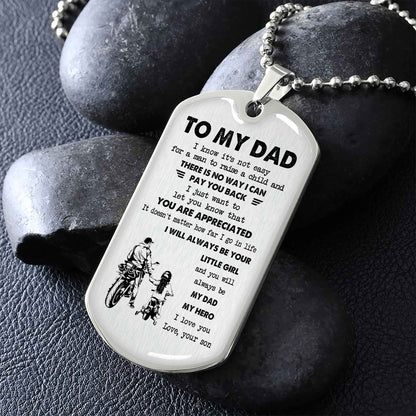 Dragon B VGT-Father and Son- Millitary Chain 18K Gold Plated To My Dad I Know It's Not Easy - I Will Always Be Your Little Boy Gift From Son To Dad Father's Day Gift