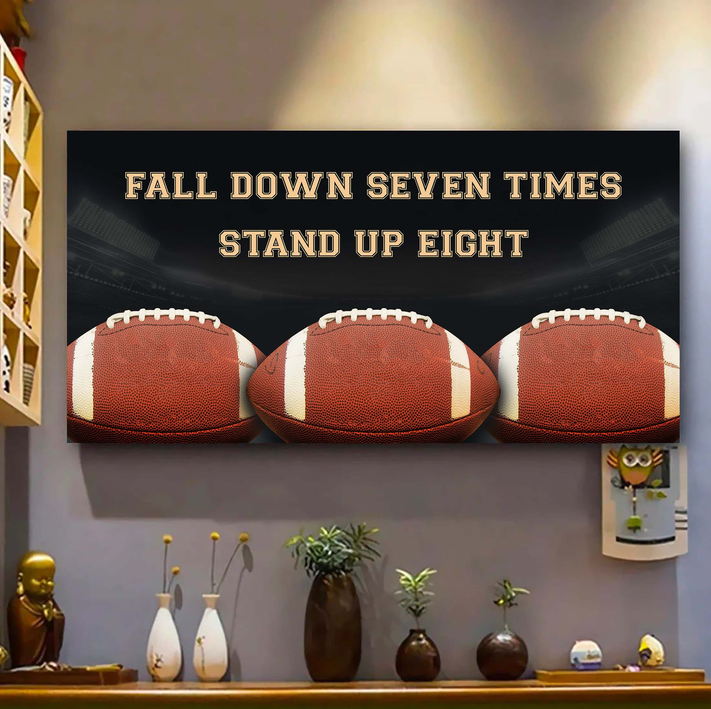 Tennis poster canvas fall down seven times stand up eight