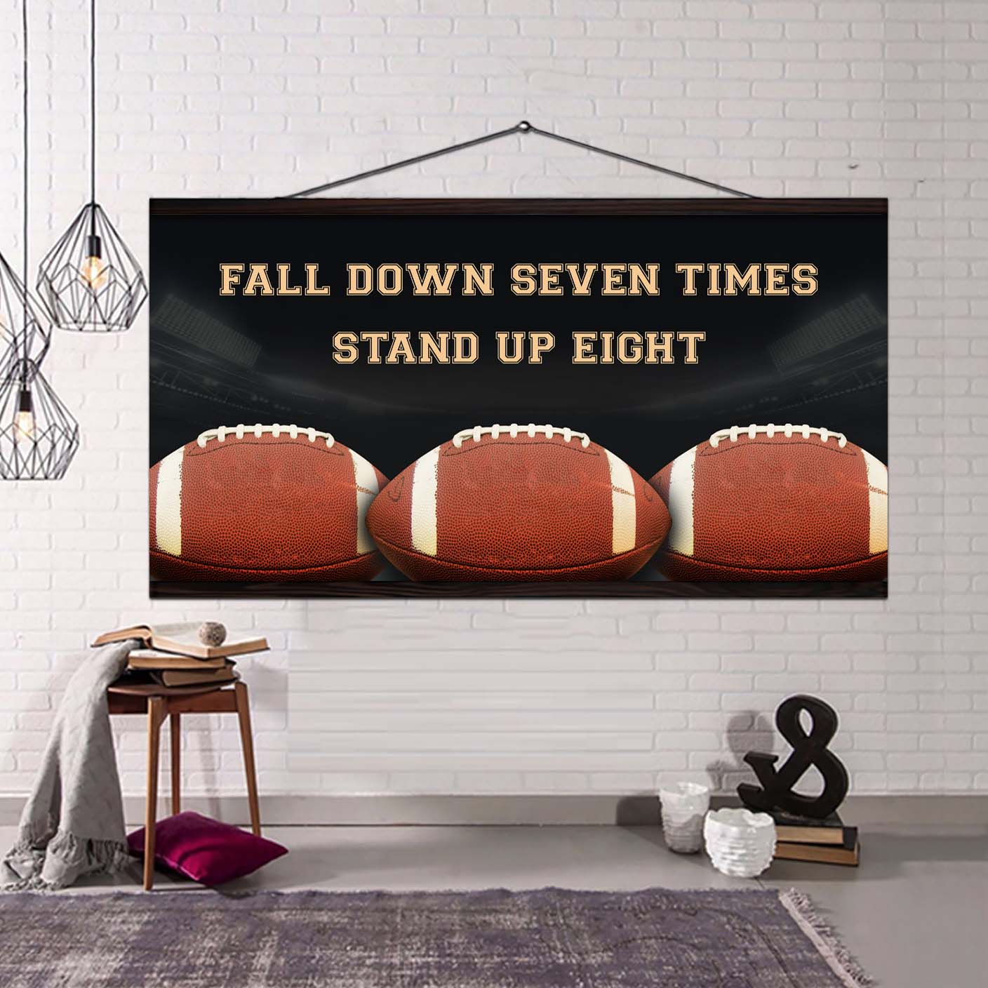 Baseball poster canvas fall down seven times stand up eight