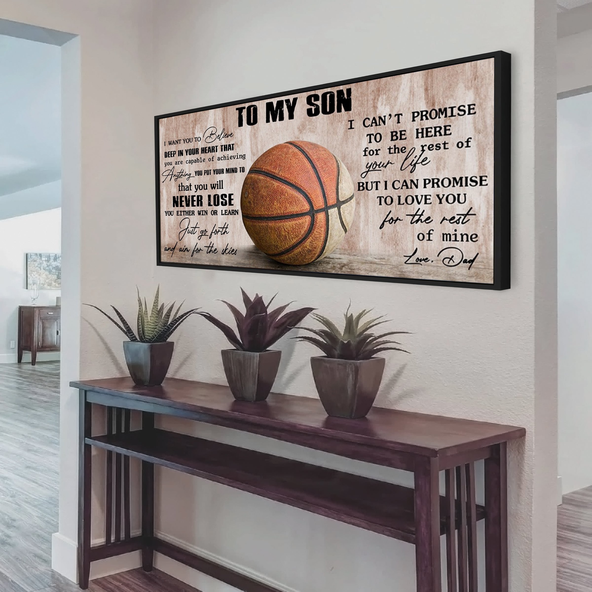 Customizable basketball poster, canvas – dad to son - it’s not about being better than someone else