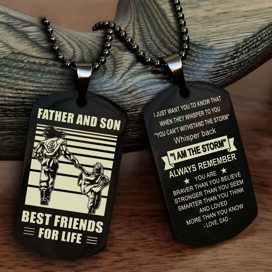 DRB Personalized Double Sided Dog Tag Silver To My Son I Love You - Whisper Back I'm The Storm