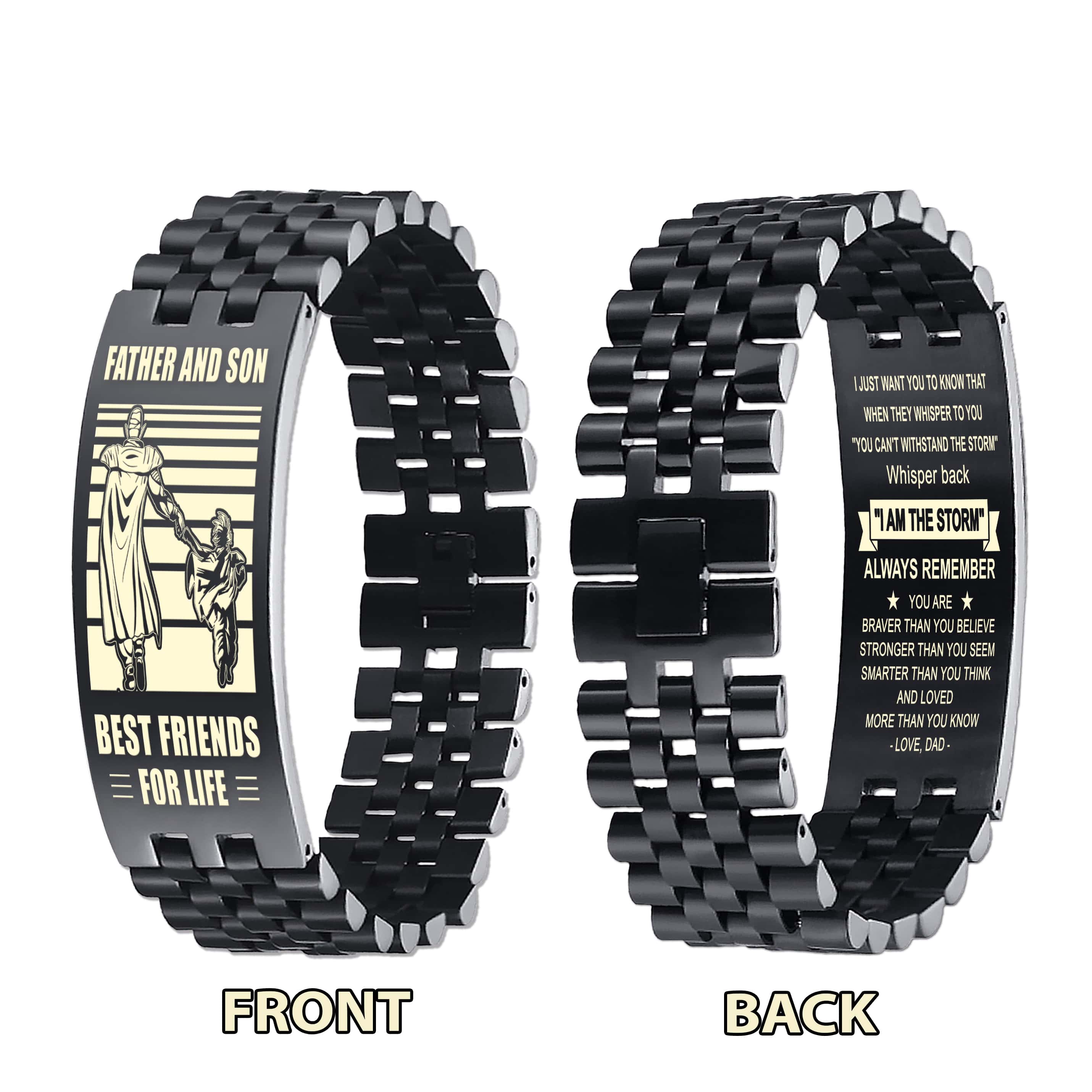 ANT Vikings Personalized Double Sided Bracelet Father And Son Best Friends For Life - Message on the back side