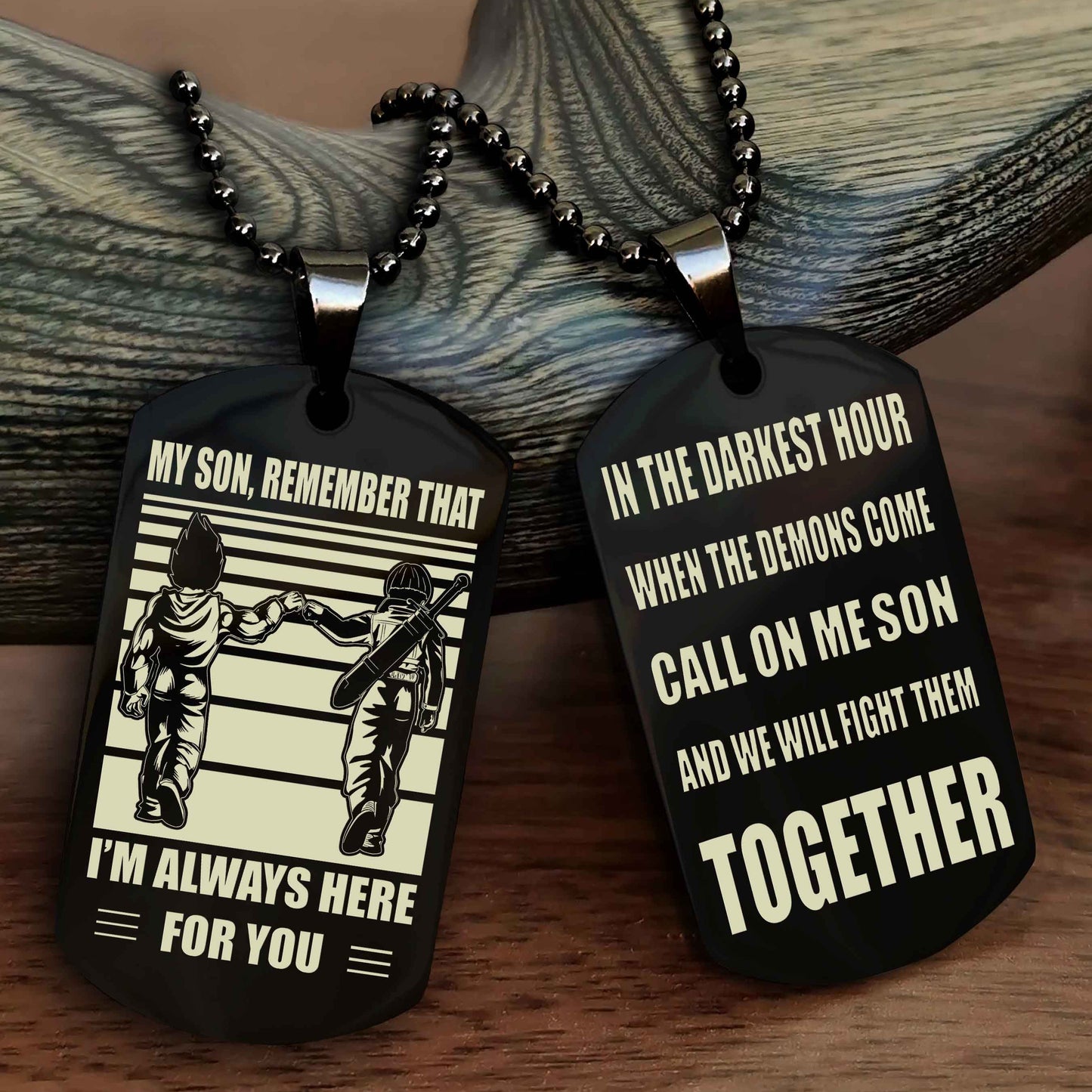Viking Personalized Double Sided Dog Tag My Son Remember That I Will Always Here Call On Me Son And We Will Fight Them Together