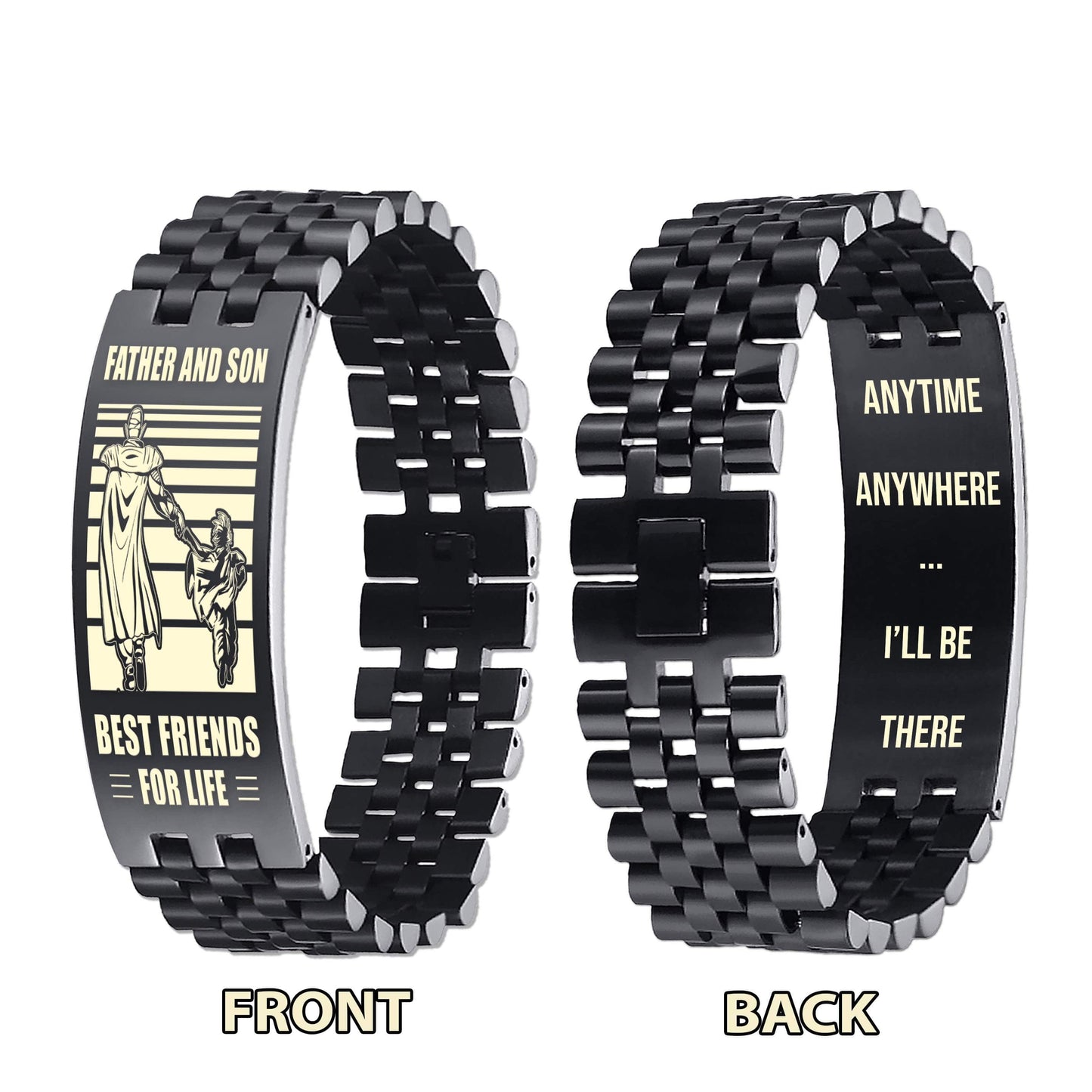 Samurai ANT Personalized Double Sided Bracelet Father And Son Best Friends For Life - Message on the back side