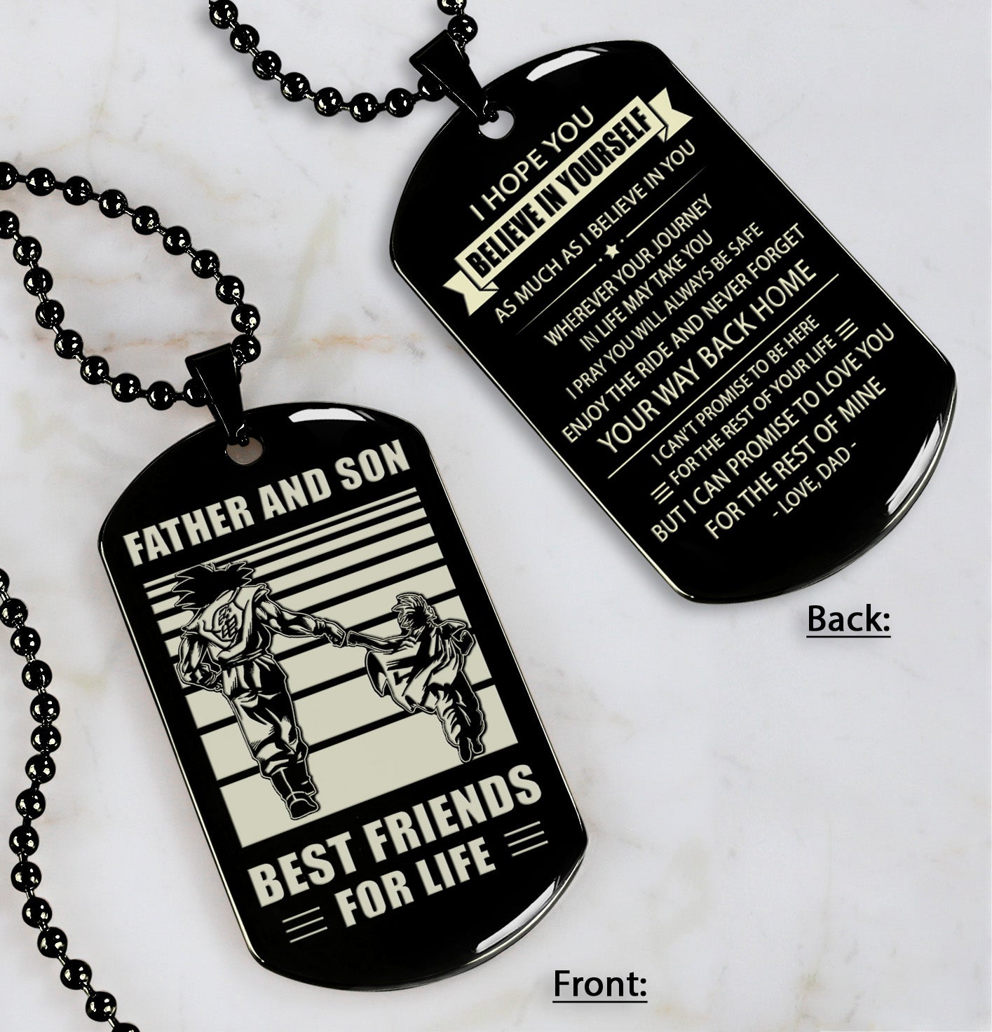 GWBH Personalized Double Sided Dog Tag Father And Son Best Friends For Life - Message on the back side