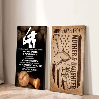 To My Mom From Daughter UnBreakable Bond - 2 Piece Canvas Wall Art - I Know It's Not Easy To Raise