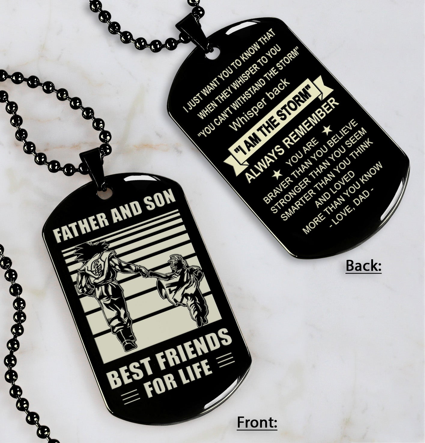 WBH-Personalized Double Sided Dog Tag Father And Son Best Friends For Life - Message on the back side