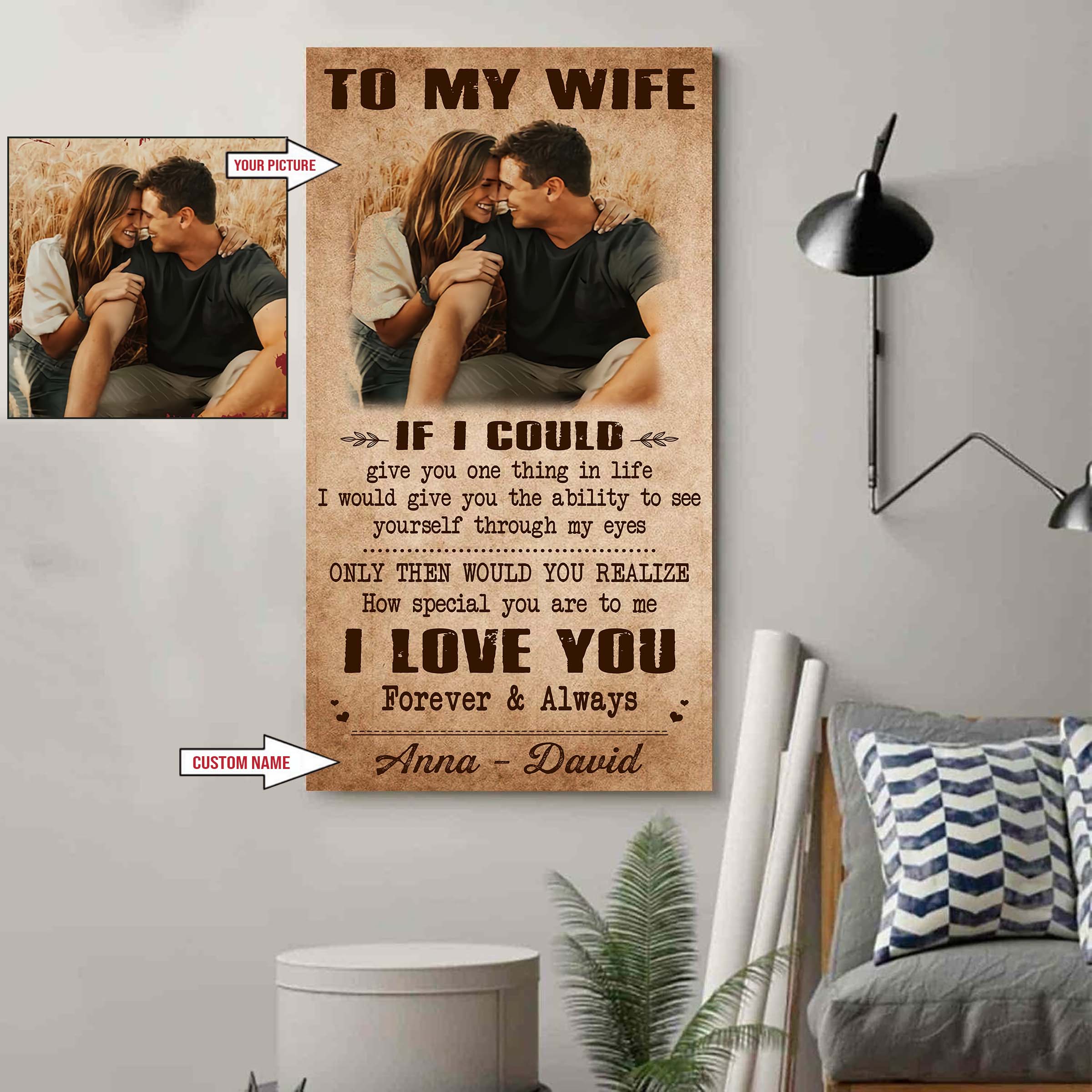 Custom image canvas-Husband to Wife- I wish I could turn back the clock