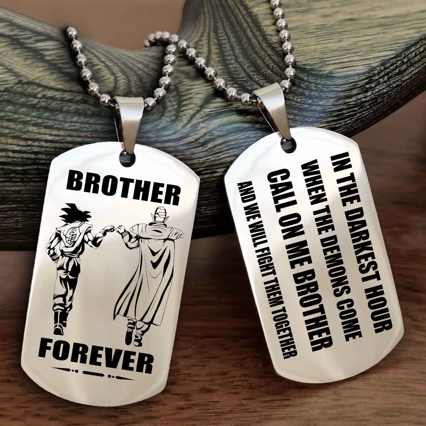 Viking Engraved Double Sided Dog Tag Call On Me Brother NAG Brothers Forever We Will Fight Them Together