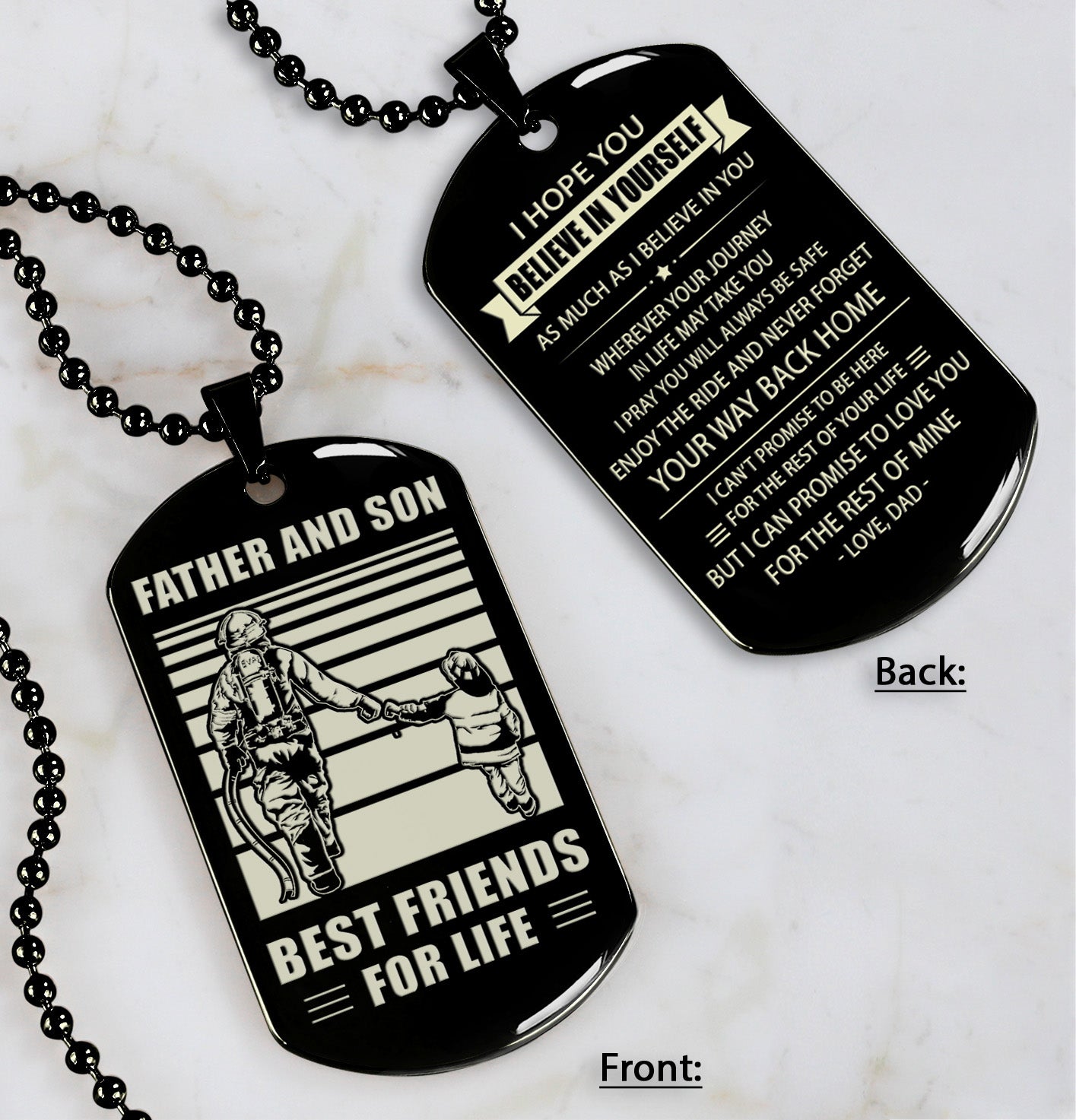 GST Personalized Double Sided Dog Tag Father And Son Best Friends For Life - Message on the back side