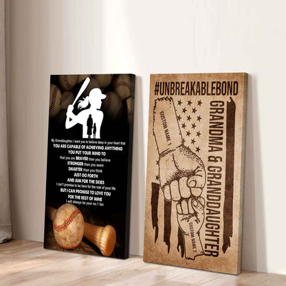 Grandma And Granddaughter UnBreakable Bond - 2 Piece Canvas Wall Art - That You Are Braver Than You Believe And Loved More Than You Know