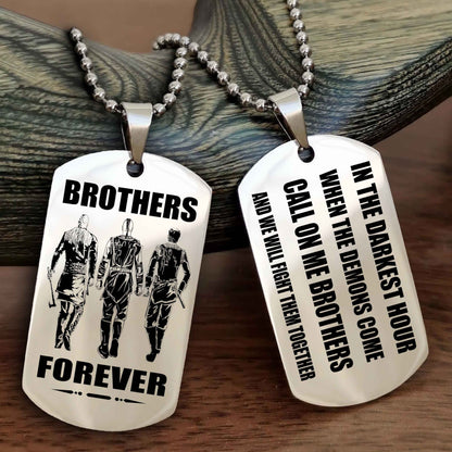 Viking Engraved Double Sided Dog Tag Call On Me Brother NAG Brothers Forever We Will Fight Them Together