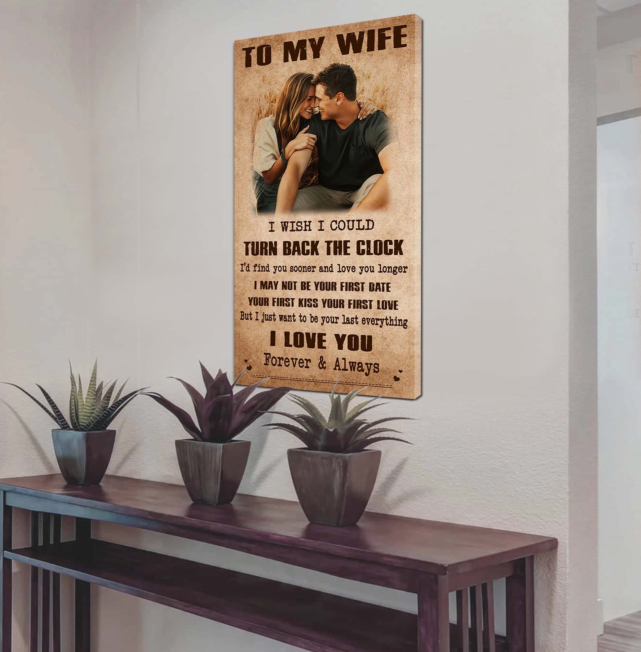 Custom image canvas-Husband to Wife- I wish I could turn back the clock